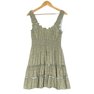 Altar’d State Green Ditsy Floral Dress Empire Waist Size Medium Sleeveless